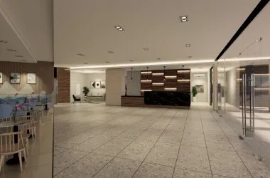 Furnished living area in a studio